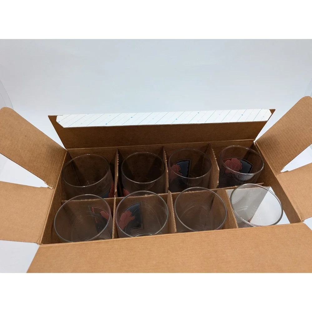 Corelle Livingware Rose Duo Glassware by Corning 8 Piece Beverage Set Vintage